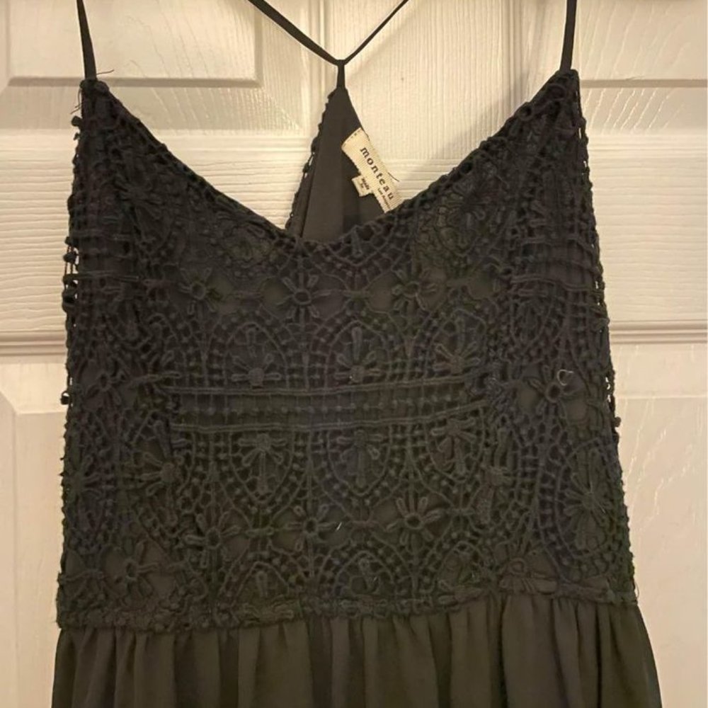 Size L Black Halter Gown w/ Lace Top - Picture 2 of 3